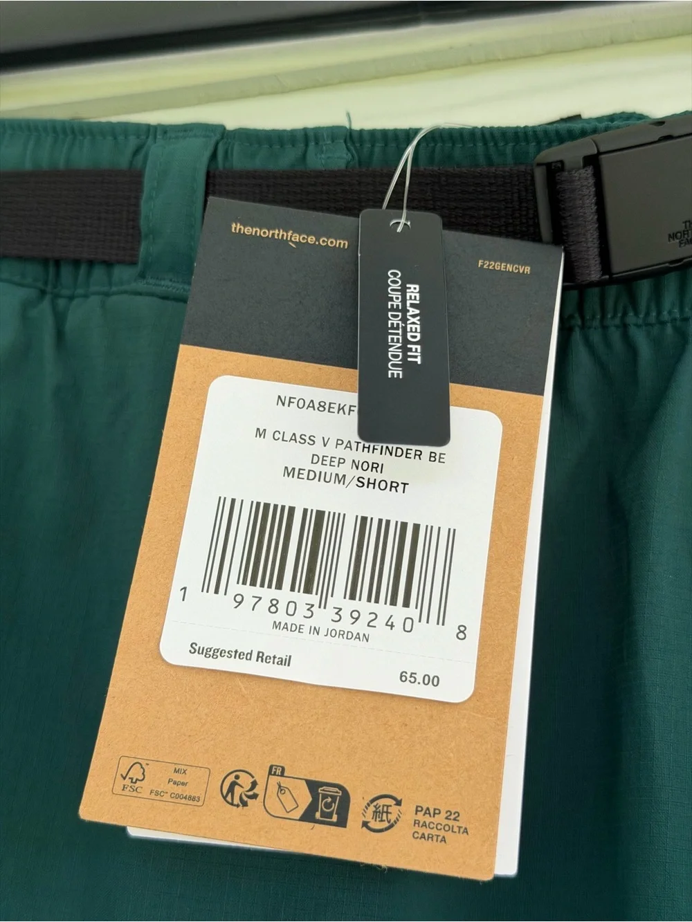 The North Face Class V Pathfinder Belted Shorts Men’s M Short Deep Nori NWT